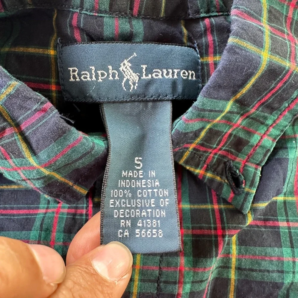 Ralph Lauren Plaid Button Down Shirt Long Sleeve Classic Fit Kids Sz S Red Pony‎
